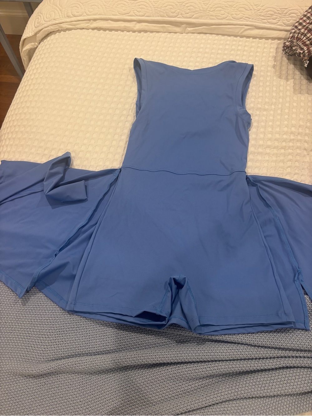 Girls Blue Dance Romper with Skirt Overlay